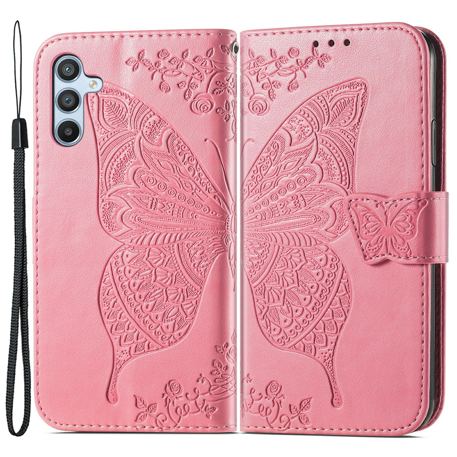 For Samsung Galaxy A54 5G PU Leather Imprinted Butterfly Pattern Phone Case Stand Wallet Folio Flip Cover with Strap For Samsung Galaxy A54 5G PU Leather Imprinted Butterfly Pattern Phone Case Stand Wallet Folio Flip Cover with Strap